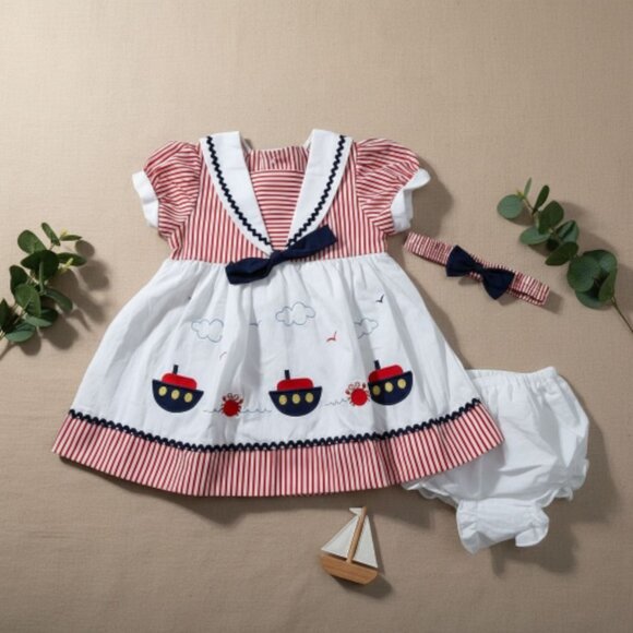 New Baby Girl dress set with matching headband underwear size 6 to 9 months - Picture 1 of 3